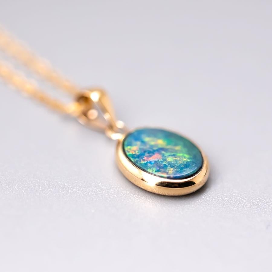 Oval Natural Australian Doublet Opal Pendant and Necklace 14k Yellow Gold.


Free Domestic USPS First Class Shipping! Free Gift Bag or Box with every order!

Opal—the queen of gemstones, is one of the most beautiful gemstones in the world. Every