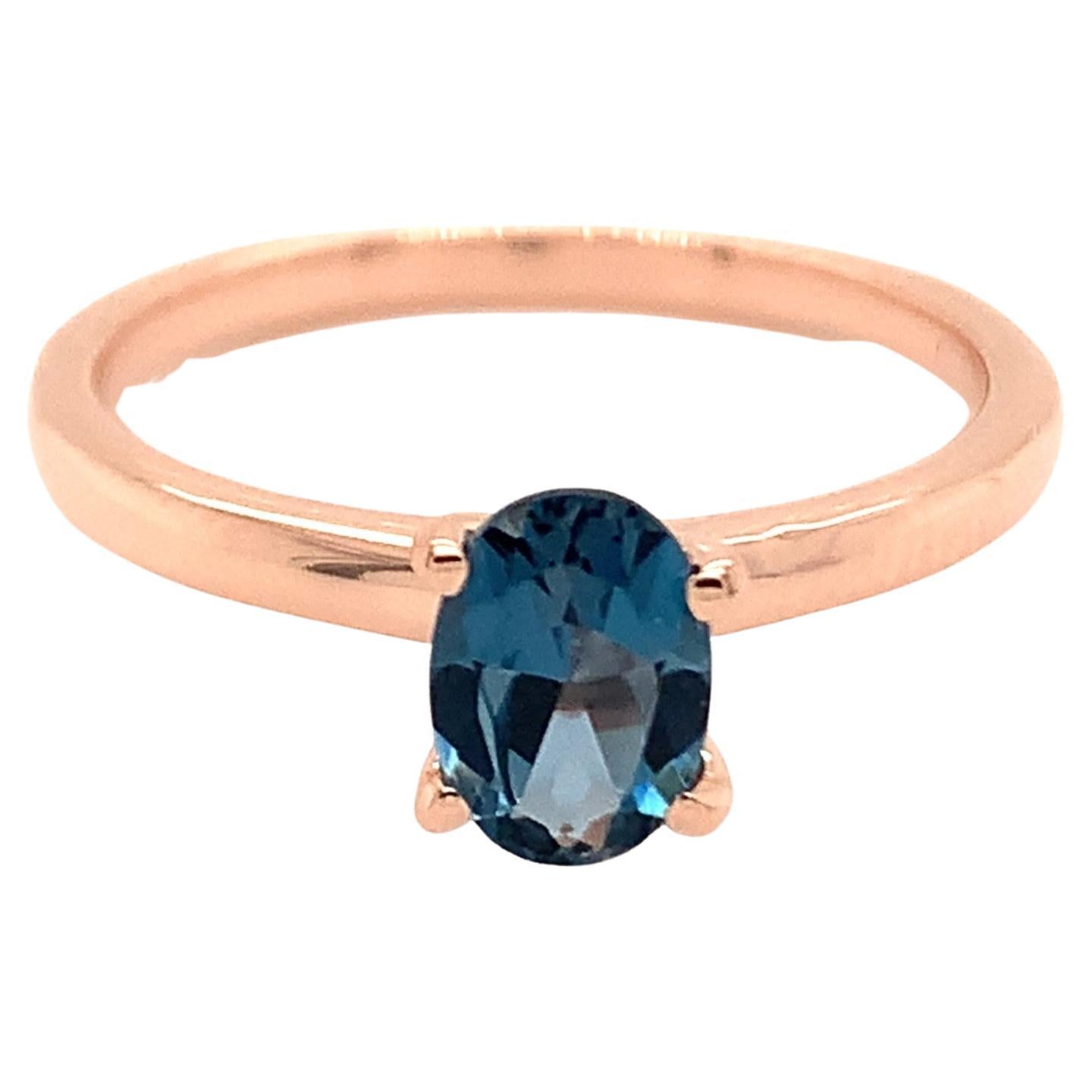 Oval Natural London Blue Topaz Rose Gold Over Sterling Silver Ring