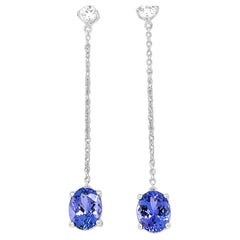 Orecchini pendenti ovali di tanzanite naturale in argento 925 3,50 carati