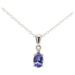 Oval Natural Tanzanite in 14 karat White Gold Purple Tanzanite Pendant
