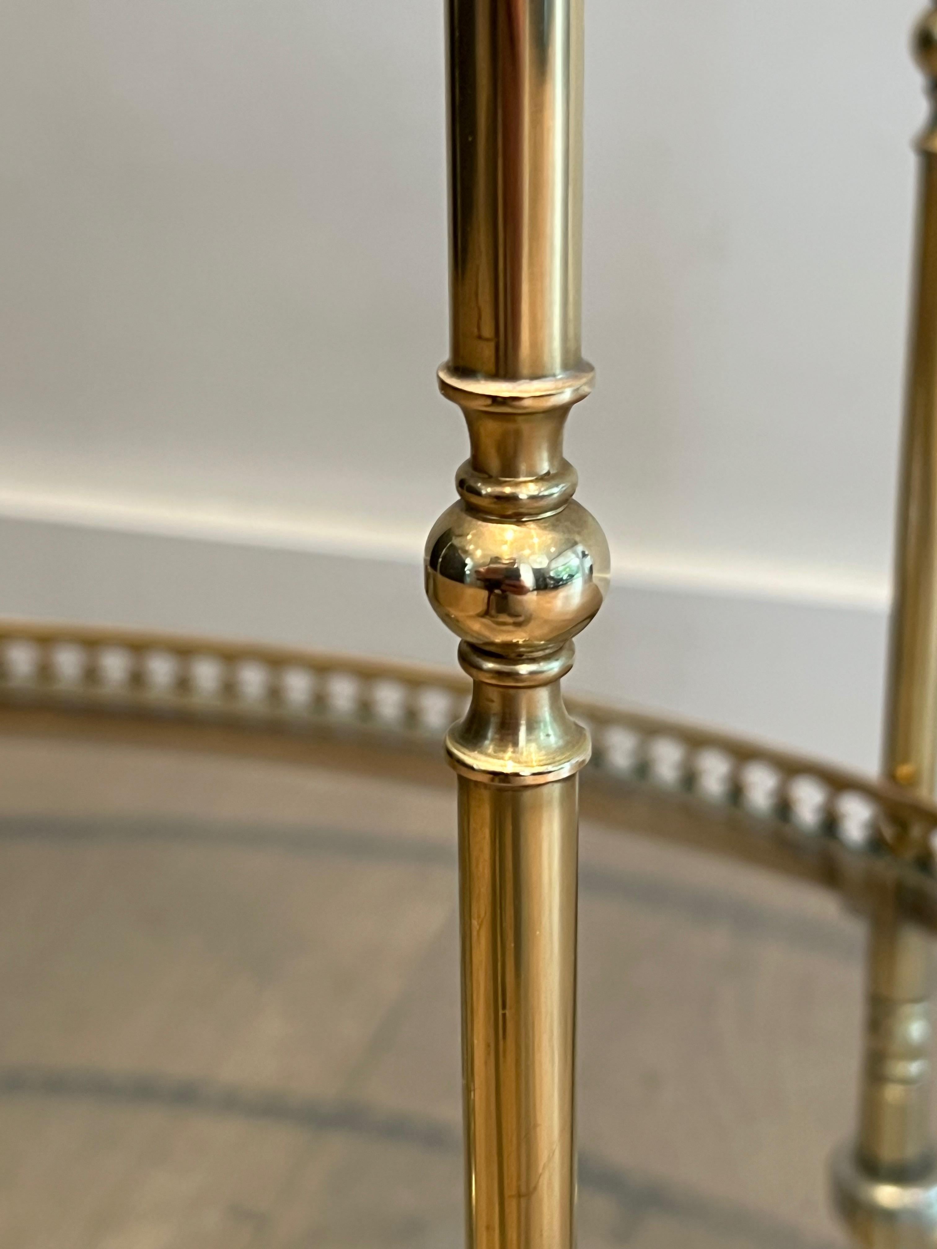 Oval Neoclassical Style Brass Bar Cart Attributed to Maison Jansen 10