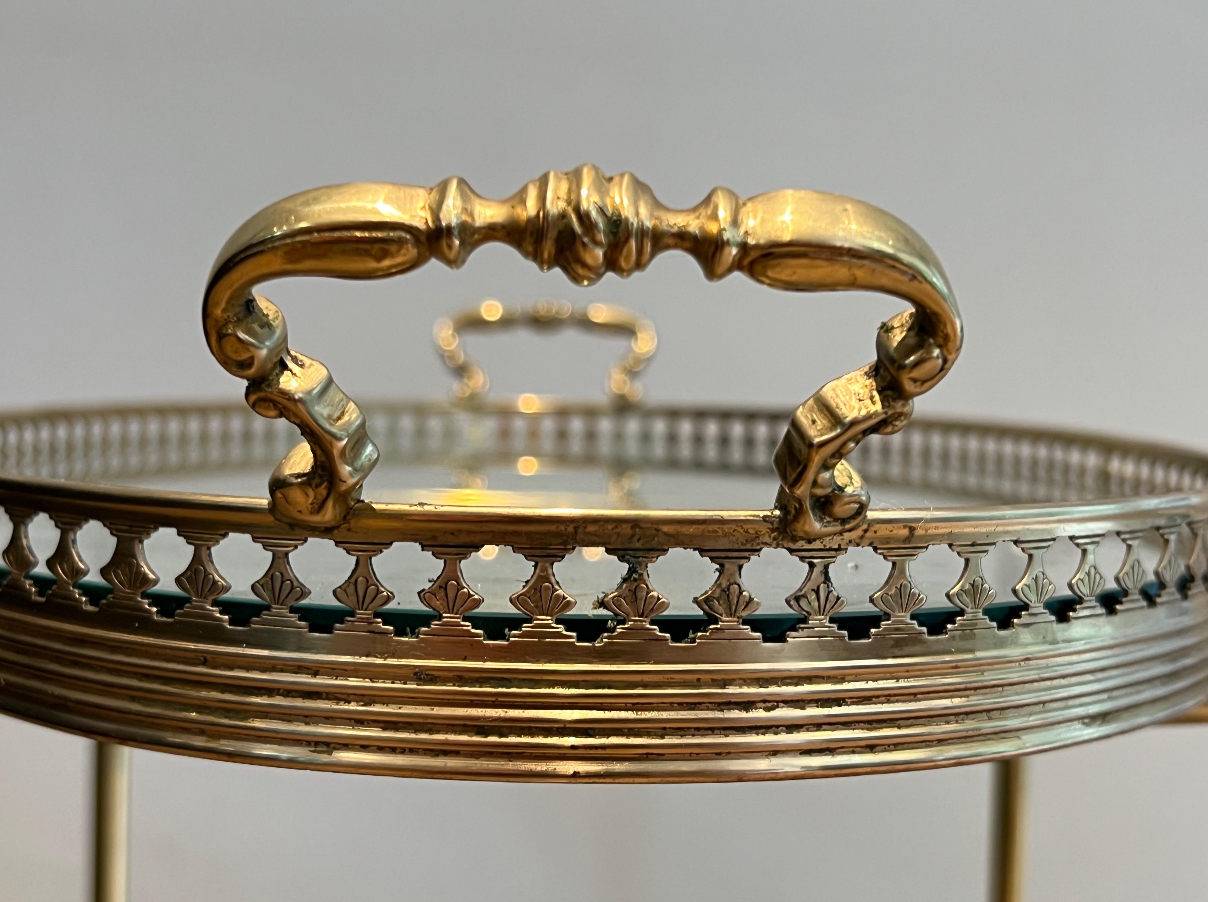 Oval Neoclassical Style Brass Bar Cart Attributed to Maison Jansen 1