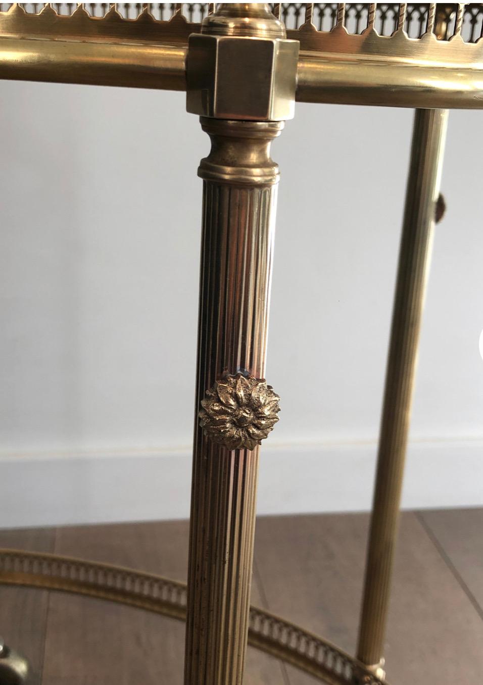 Oval Neoclassical Style Brass Bar Carts, Maison Jansen Circa 1940 For Sale 3