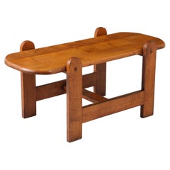 Oval OAK Couchtisch, Frankreich 1950er Jahre