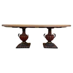 Oval Oak Dining Table with Vase-Shaped Legs, 20th Century