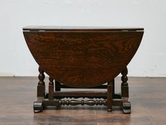 Oval Oak Gateleg Table with Turned Legs, England, 19th Century