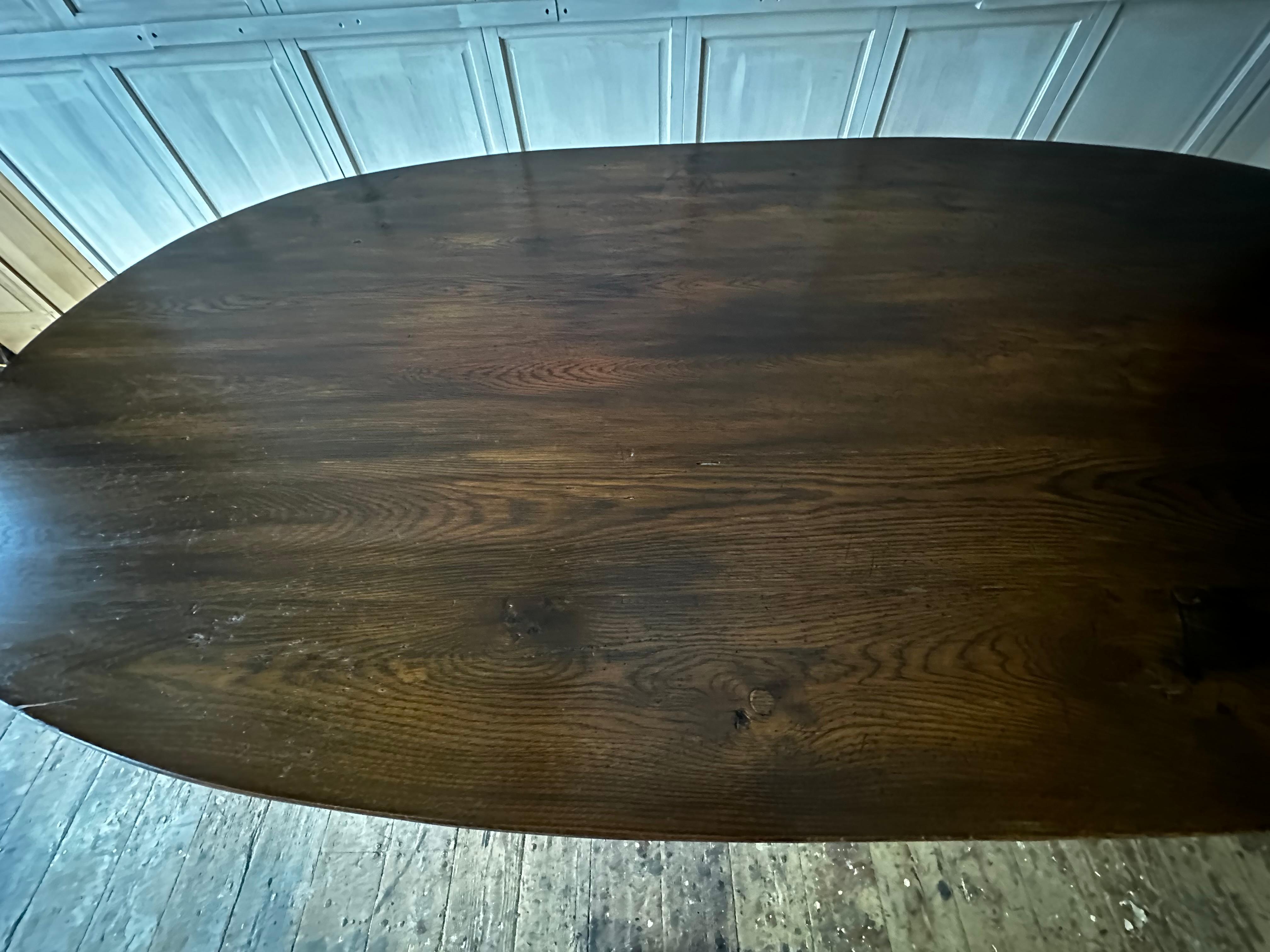 Iron Oval Oak Top With Metal Base Dining Table Base For Sale