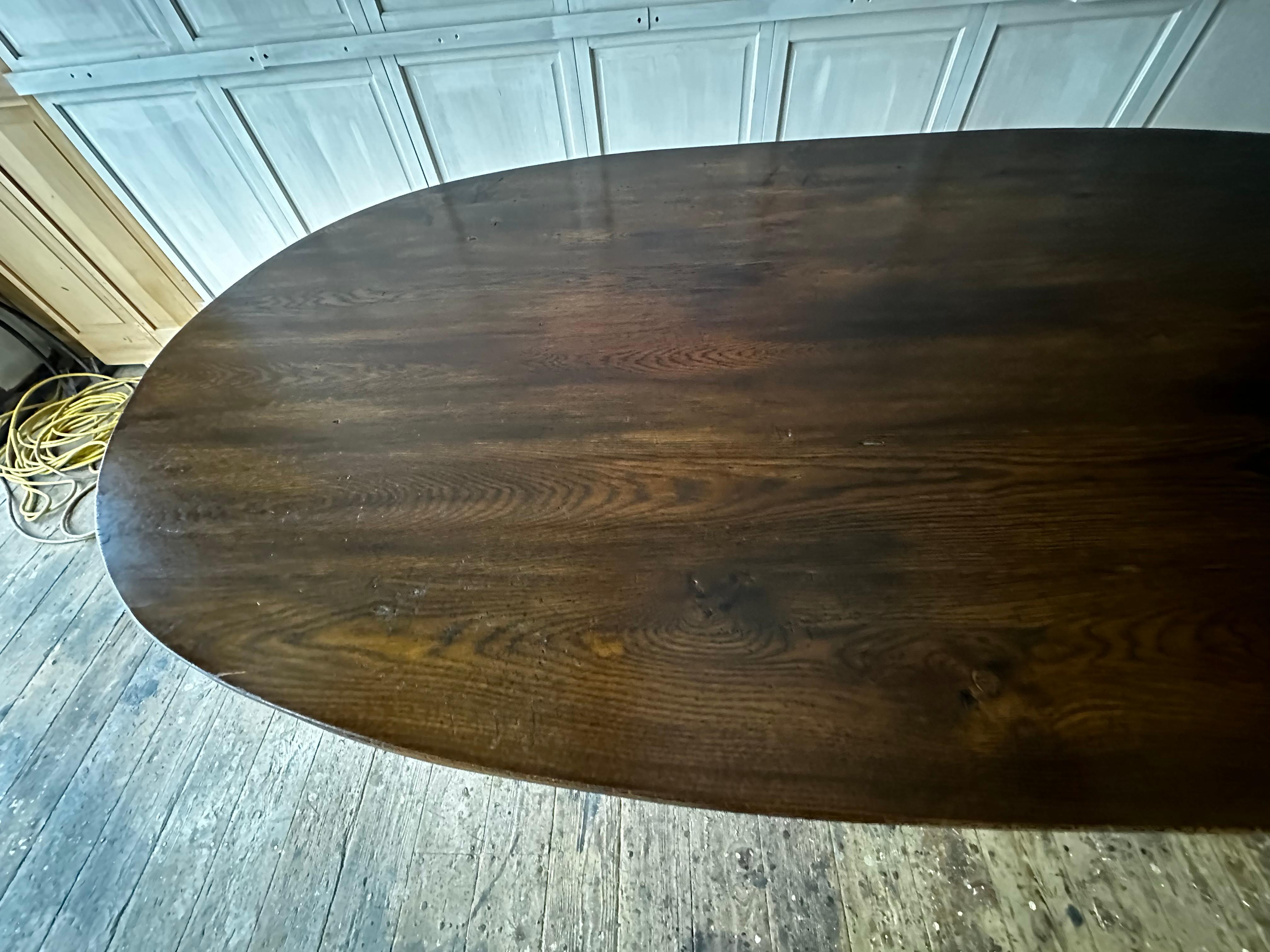 Oval Oak Top With Metal Base Dining Table Base For Sale 1
