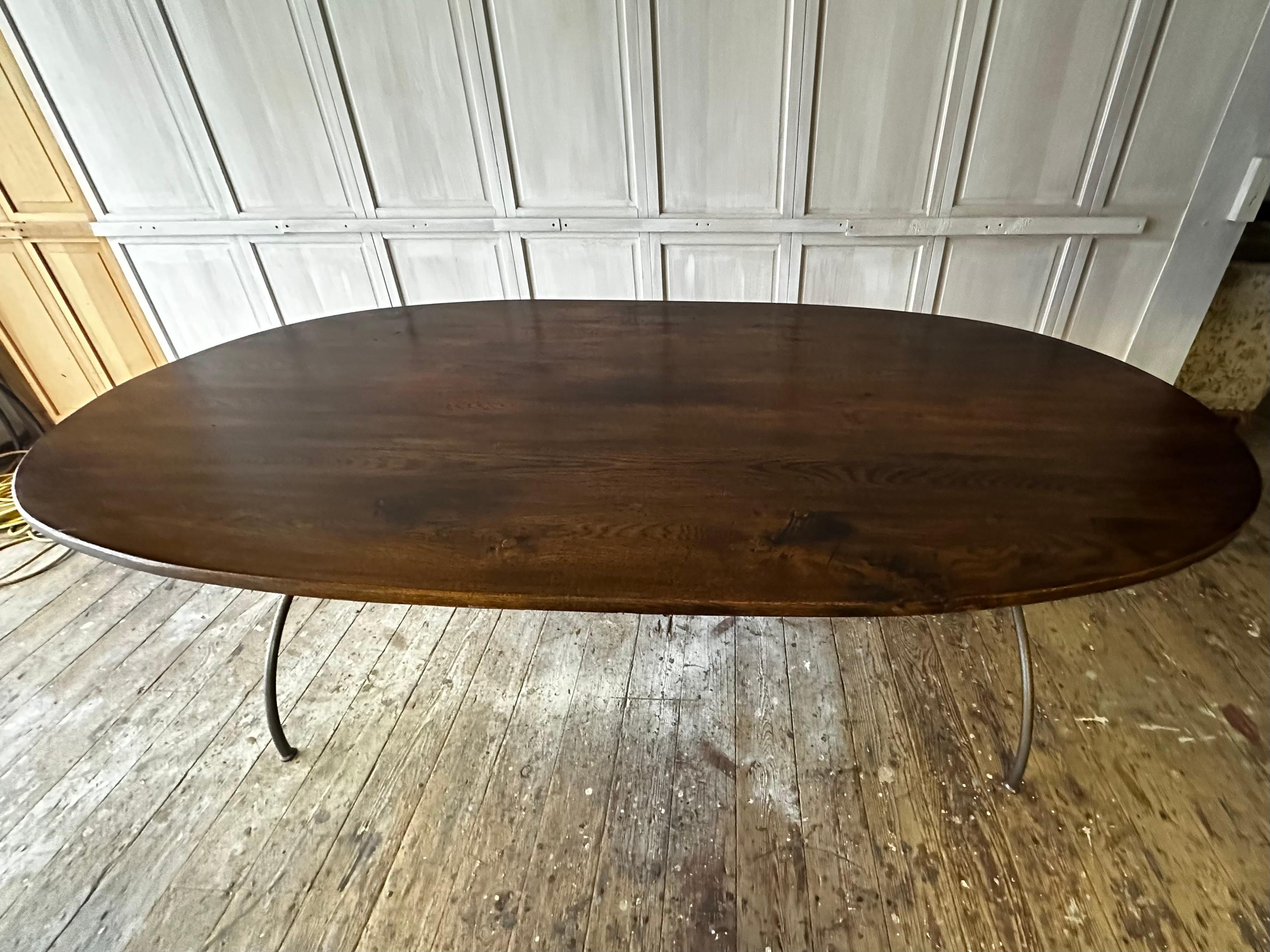 Oval Oak Top With Metal Base Dining Table Base For Sale 2