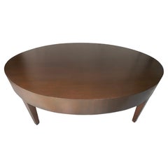 Oval Oak Wood Barbara Barry Coffee Table, 1980s