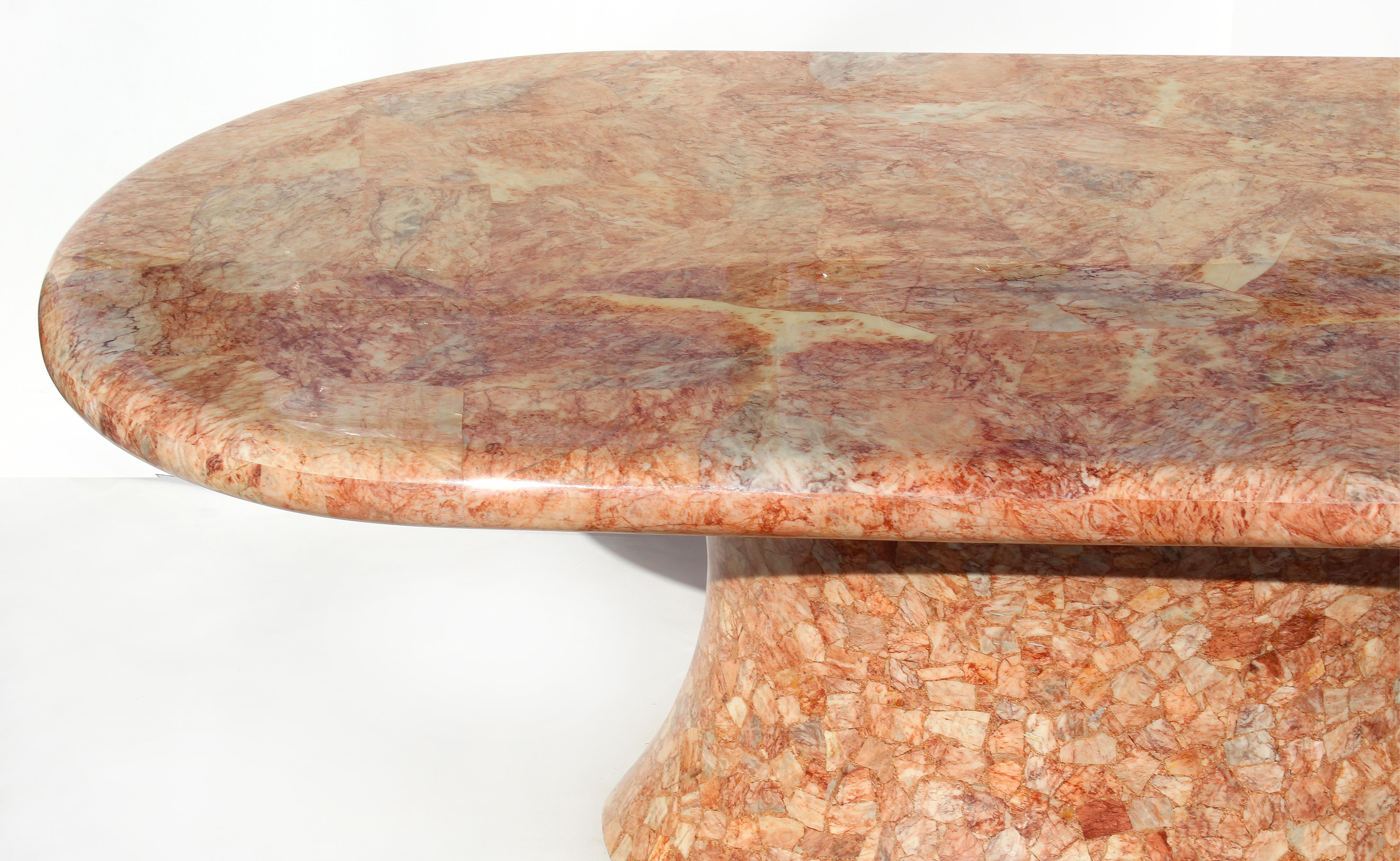 Mid-Century Modern Oval Onyx Pedestal Dining Table by Muller's of Mexico, circa 1960