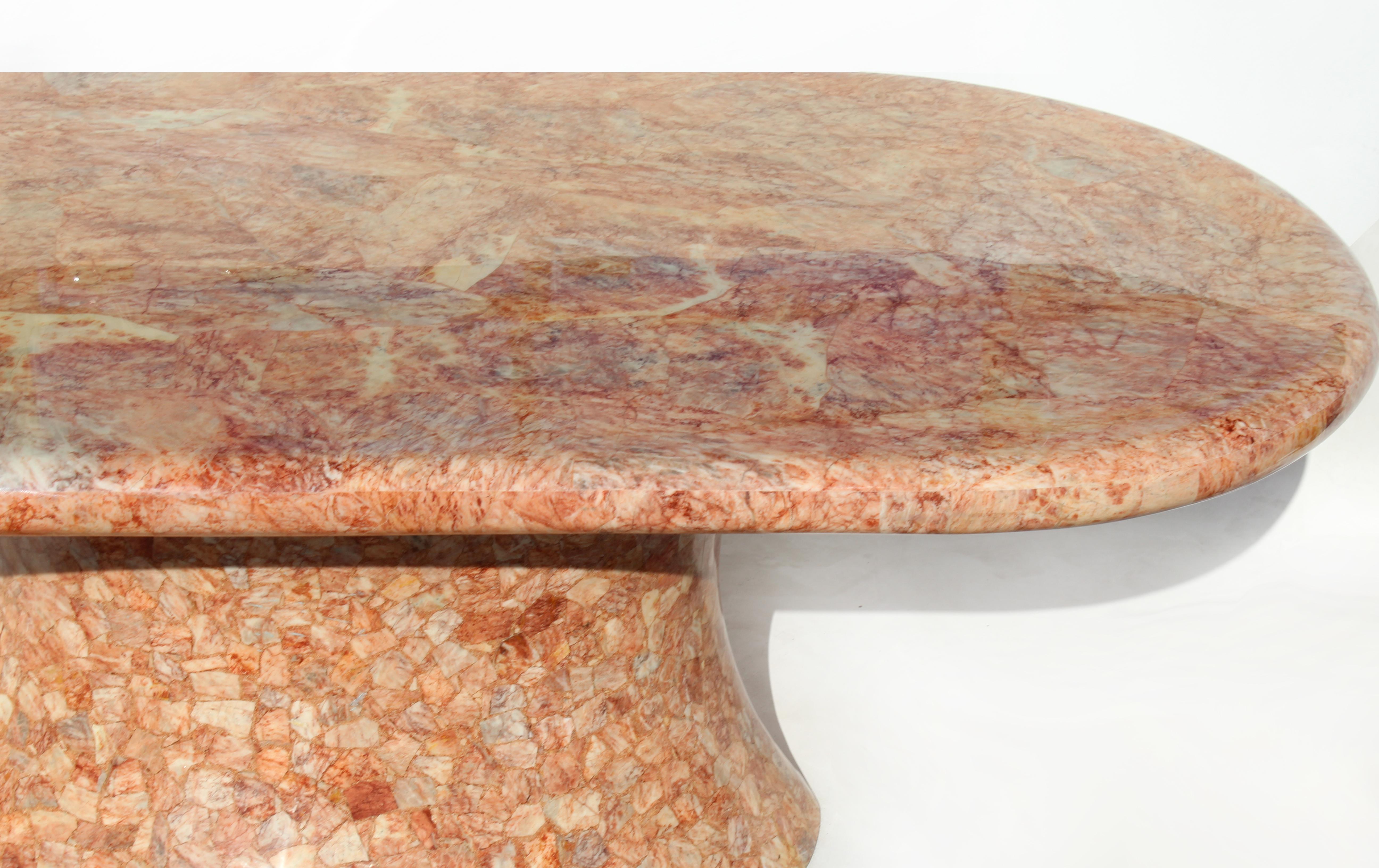 Oval Onyx Pedestal Dining Table by Muller's of Mexico, circa 1960 In Good Condition In Miami, FL