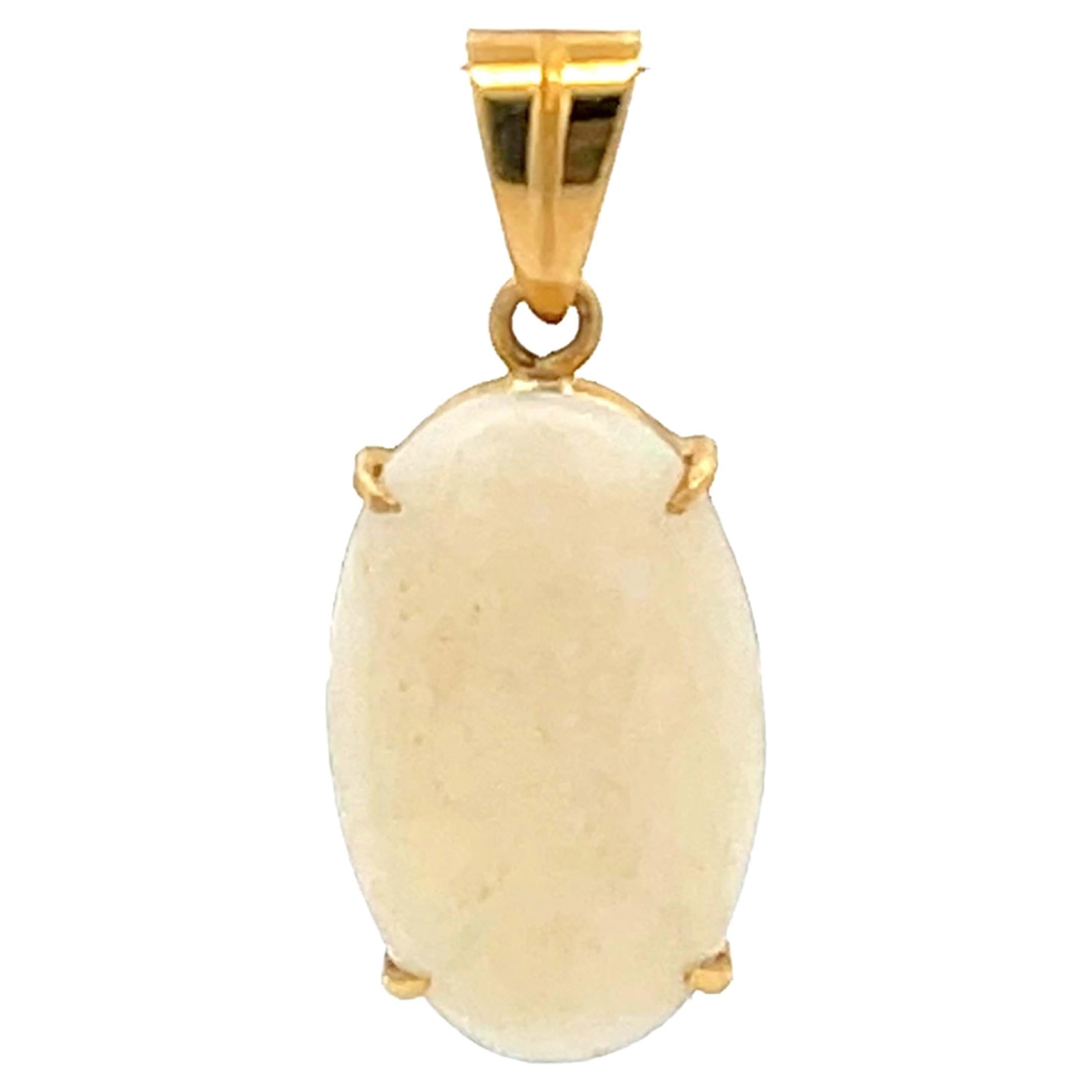 Oval Opal Pendant 18k Yellow Gold For Sale