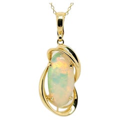 Retro Oval Opal Pendant Enhancer in Yellow Gold