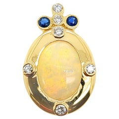 Retro Oval Opal Slide Pendant in Yellow Gold