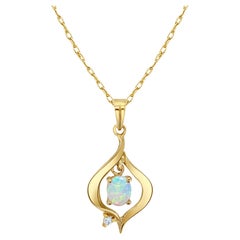 Oval Opal Swinging Necklace 14k Yellow Gold