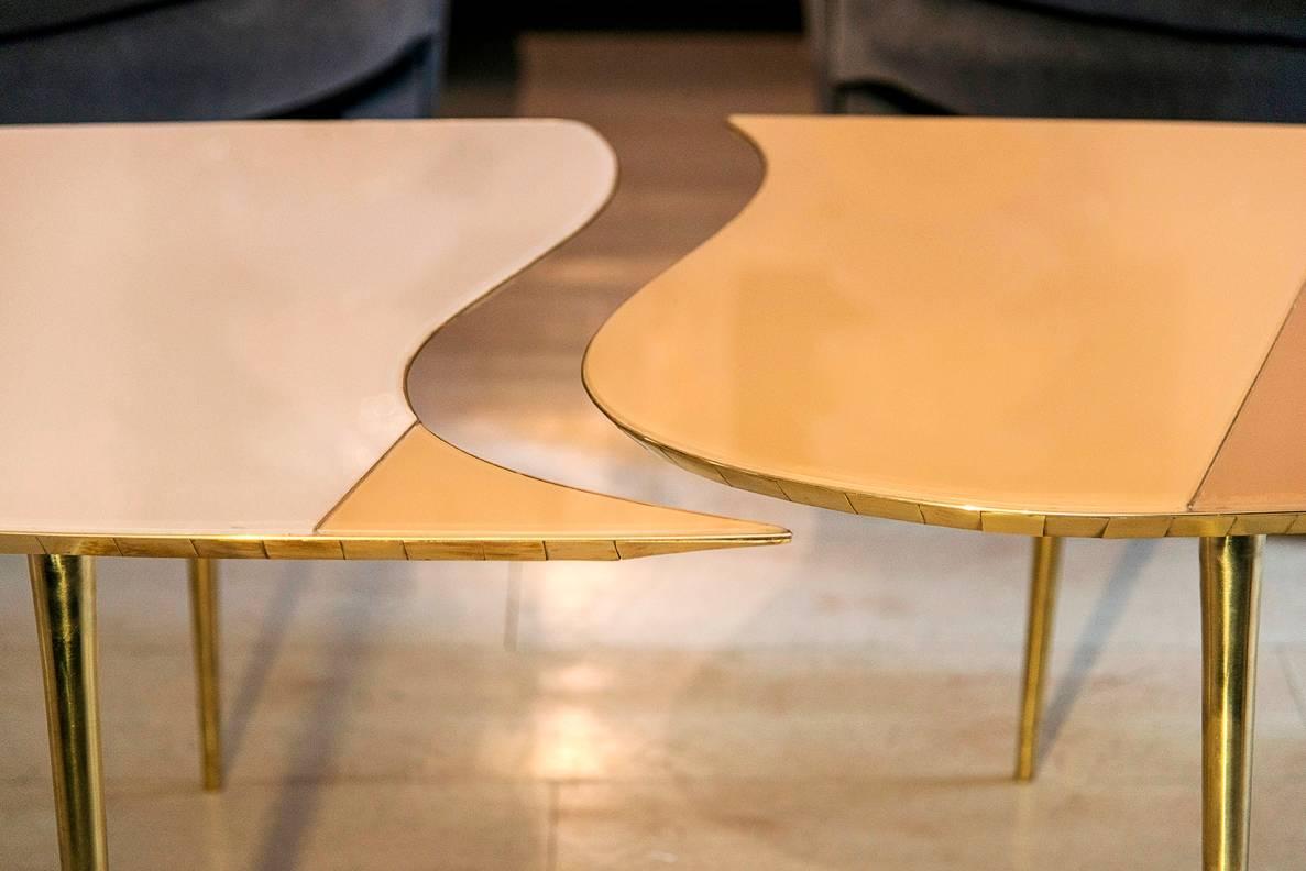 Modern Oval Opaline Glass Italian Coffee Table, 1970s