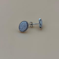 Oval Pavé 0.49 TCW Diamond 18k White Gold Stud Earrings