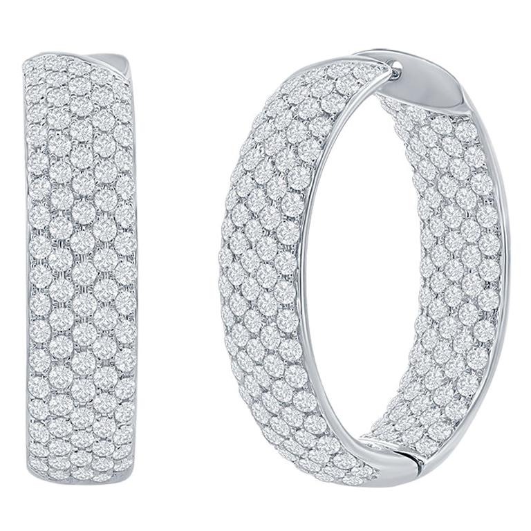 Oval Pavé Diamond Hoop Earrings 5.50 Carat