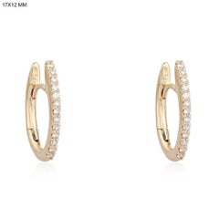 Oval Pave Hoop 14K (or 18k upon request) Yellow Gold Diamond Earrings