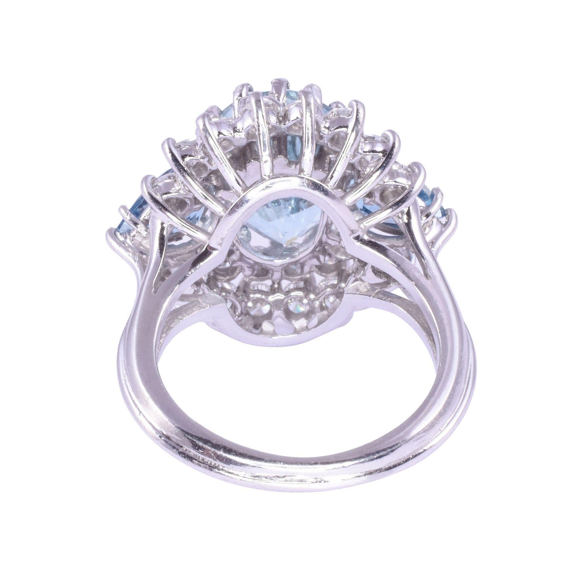 Oval Cut Oval & Pear Aquamarine Ring For Sale