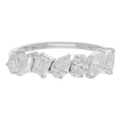 Ovaler Birnen- und Smaragdschliff-Diamantring aus 18 Karat Weißgold Handgefertigter feiner Schmuck
