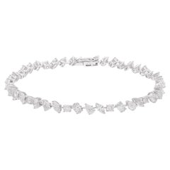 Bracelet de joaillerie fine en or blanc 18 carats avec diamants ronds et marquises poires ovales