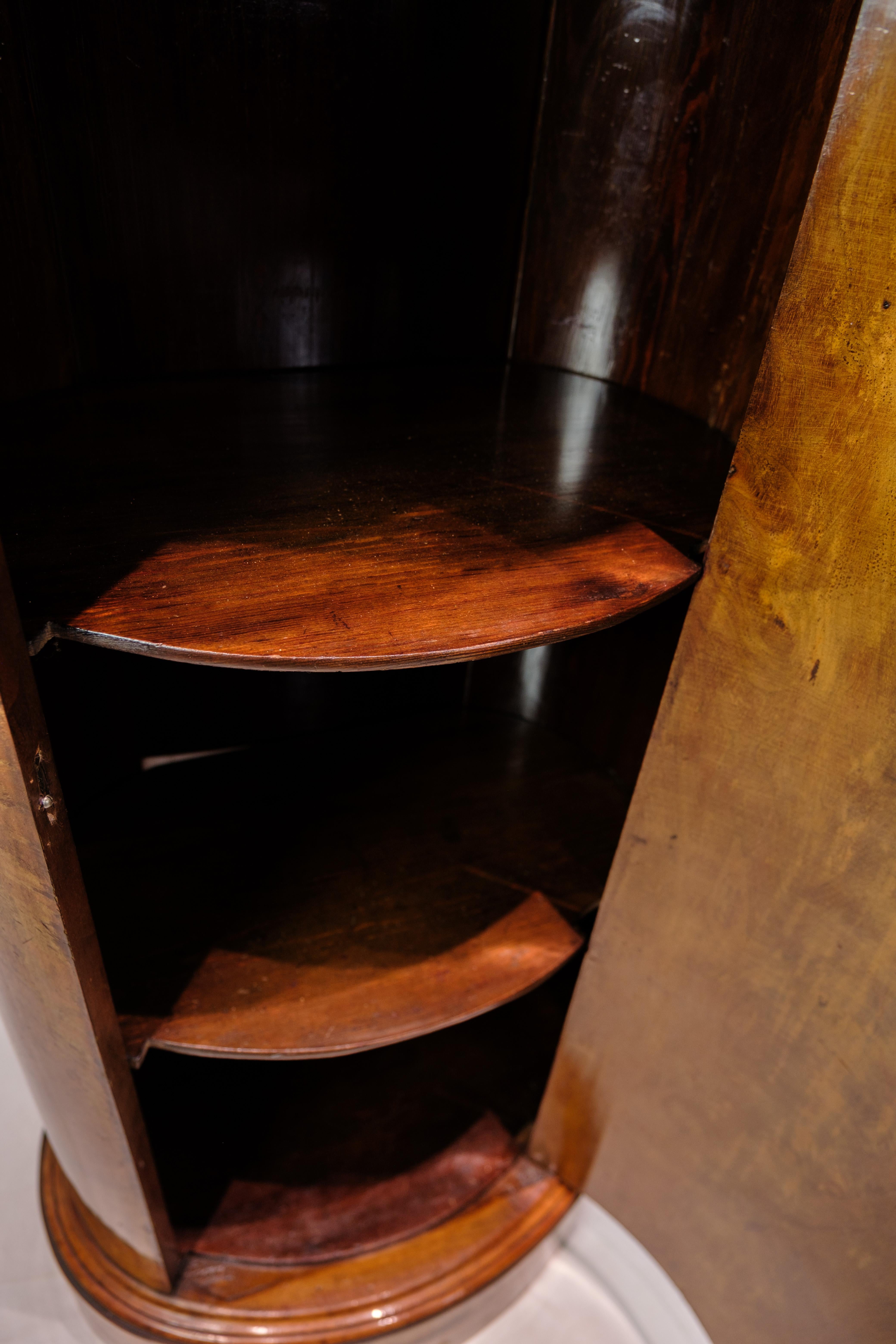 Danish Oval Pedestal Cabinet Made In Walnut And With A Hand-Polished Surface From 1840s For Sale
