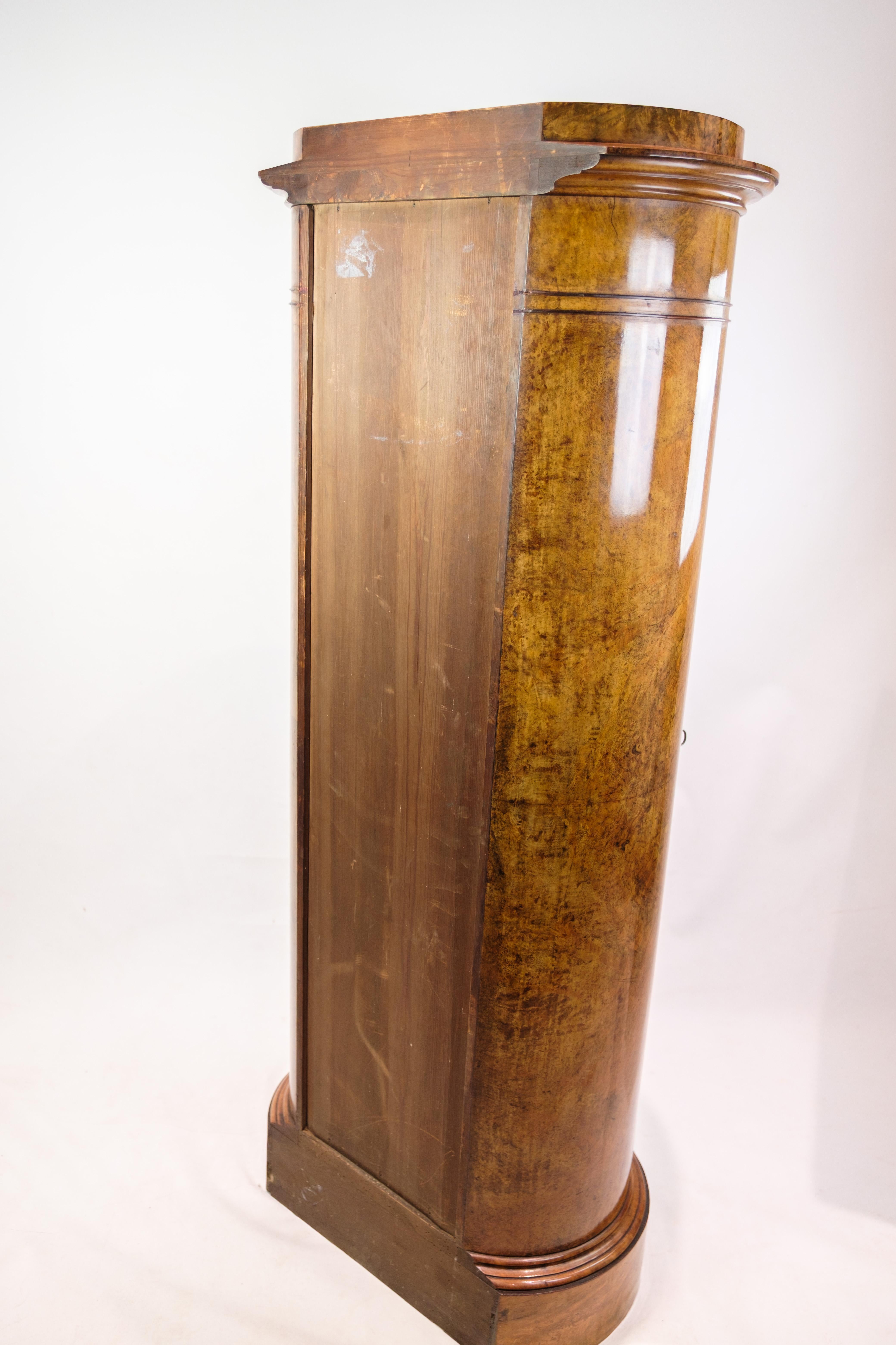 Oval Pedestal Cabinet Made In Walnut And With A Hand-Polished Surface From 1840s For Sale 2