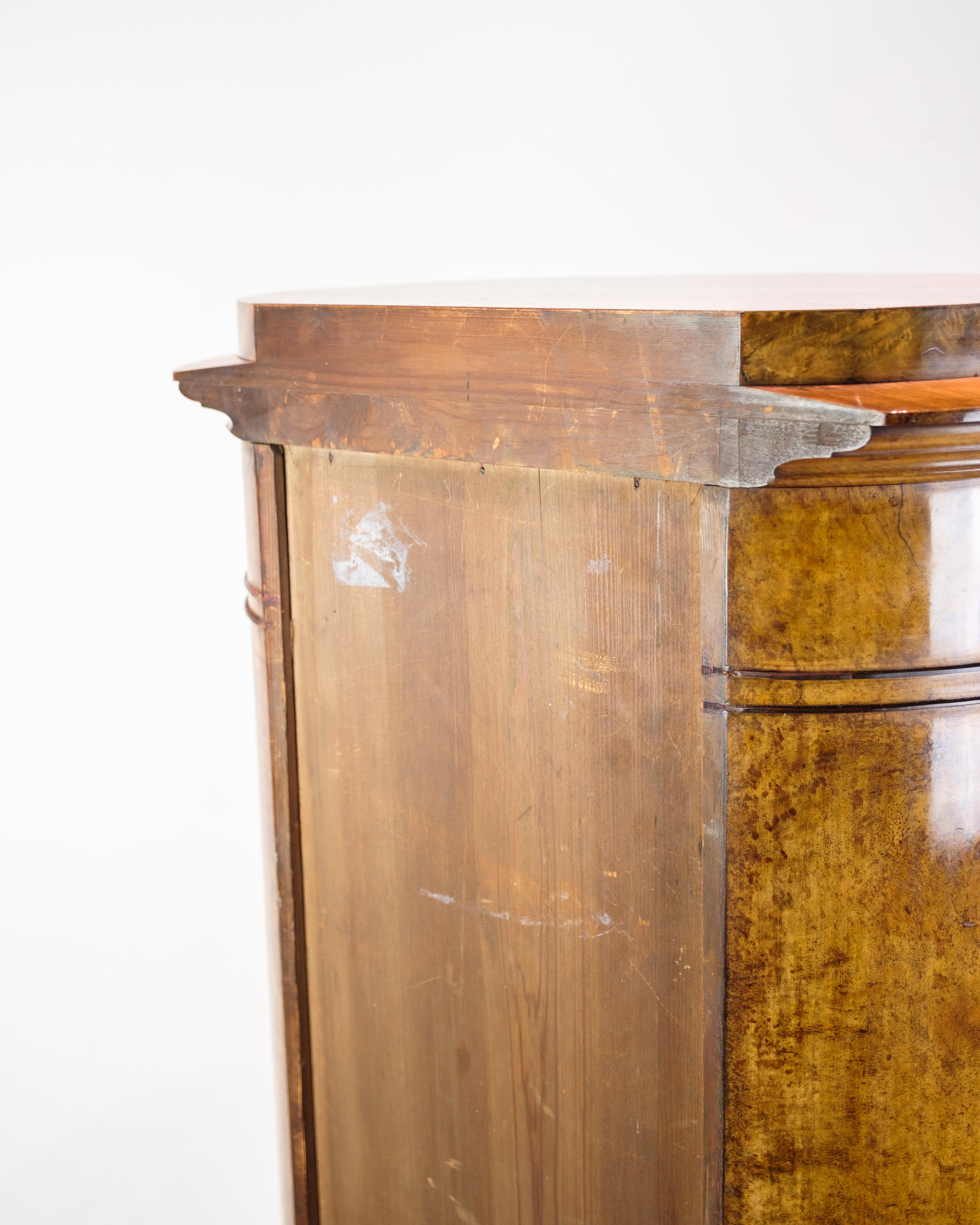 Oval Pedestal Cabinet Made In Walnut And With A Hand-Polished Surface From 1840s For Sale 3