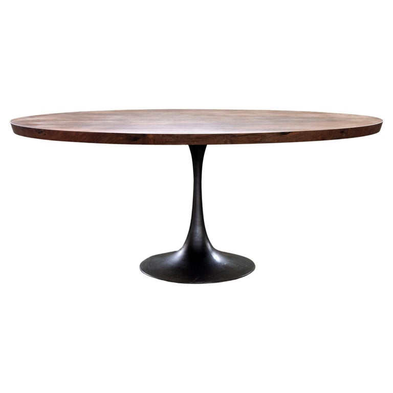 Round Pedestal Base Dining Table | Reclaimed Wood Round Dining Table With  Cast Iron Amicalola Base