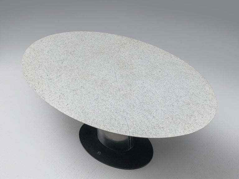 Oval Pedestal Dining Table with White Granite Top For Sale at 1stDibs