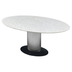 Oval Pedestal Dining Table with White Granite Top