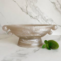 Oval Pedestal Resin Bowl, Beige and Pearl by Paola Valle