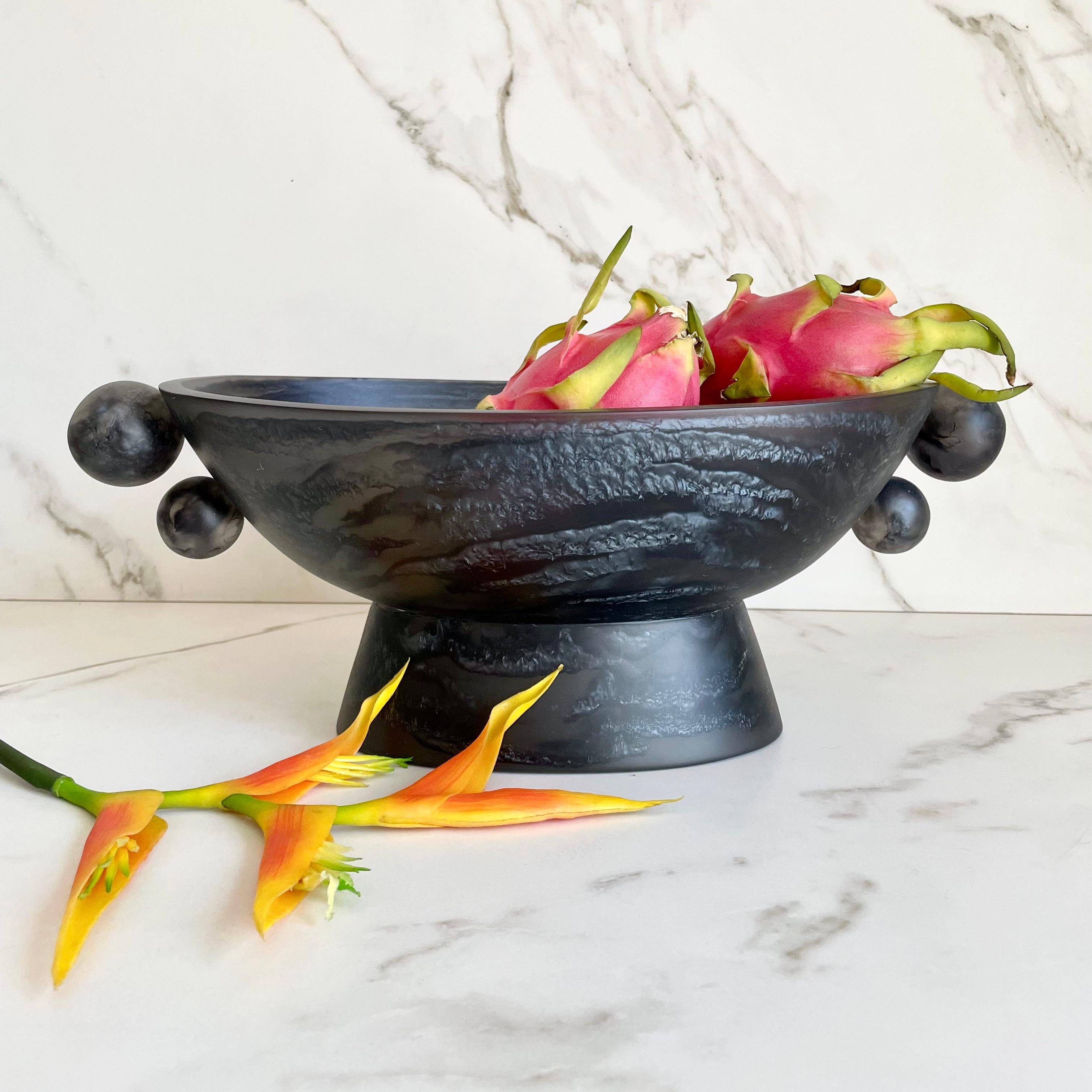 black pedestal bowl
