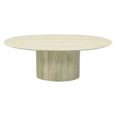 Oval Pedestal Travertine Coffee Table, Italy, 1970s