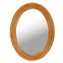 Oval Pencil Reed Rattan Mirror