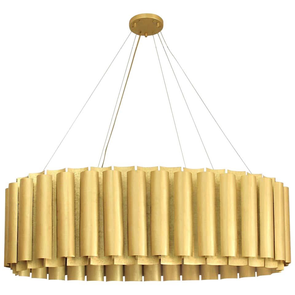 Oval Pendant Light in Matte Hammered Brass For Sale