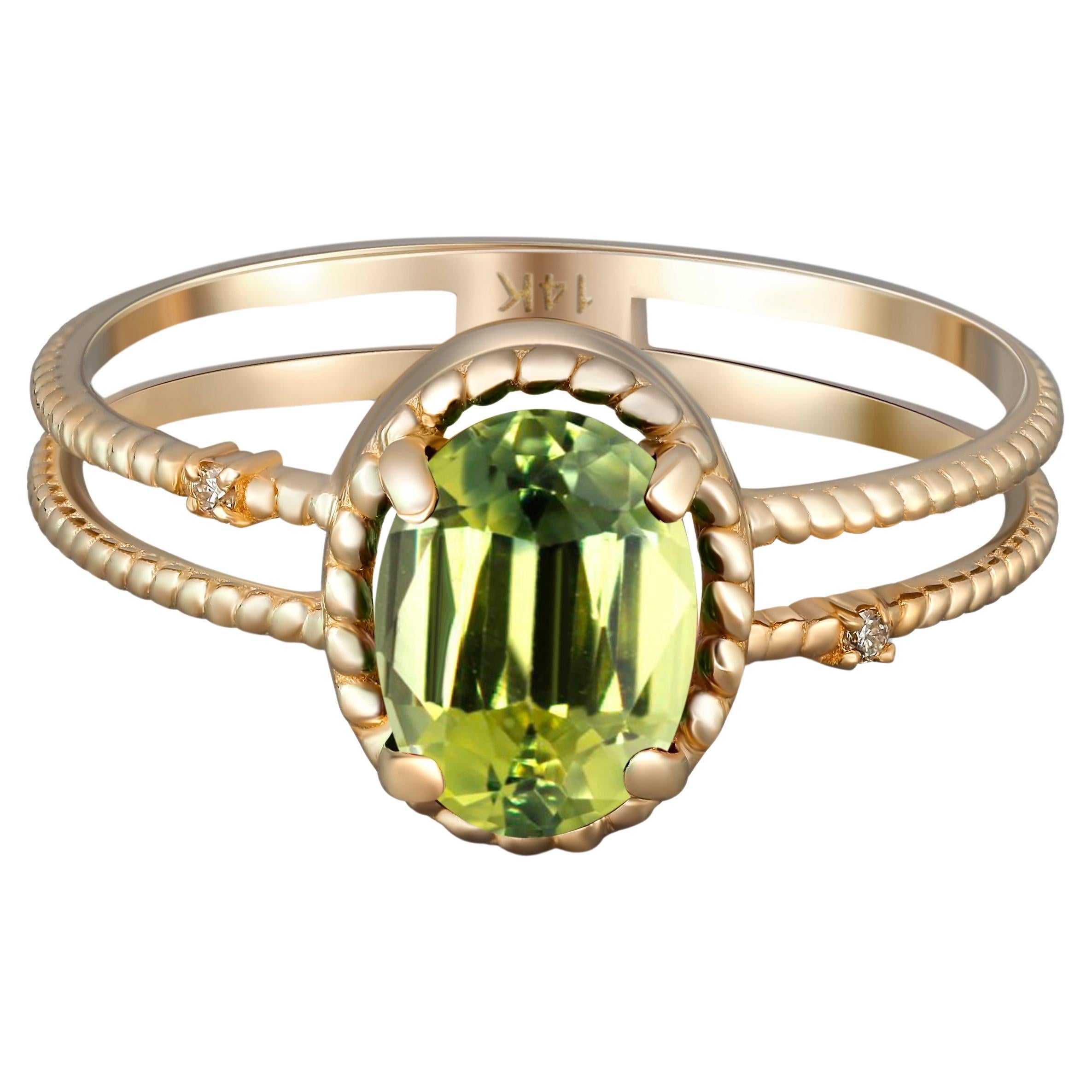 Oval Peridot ring.  For Sale