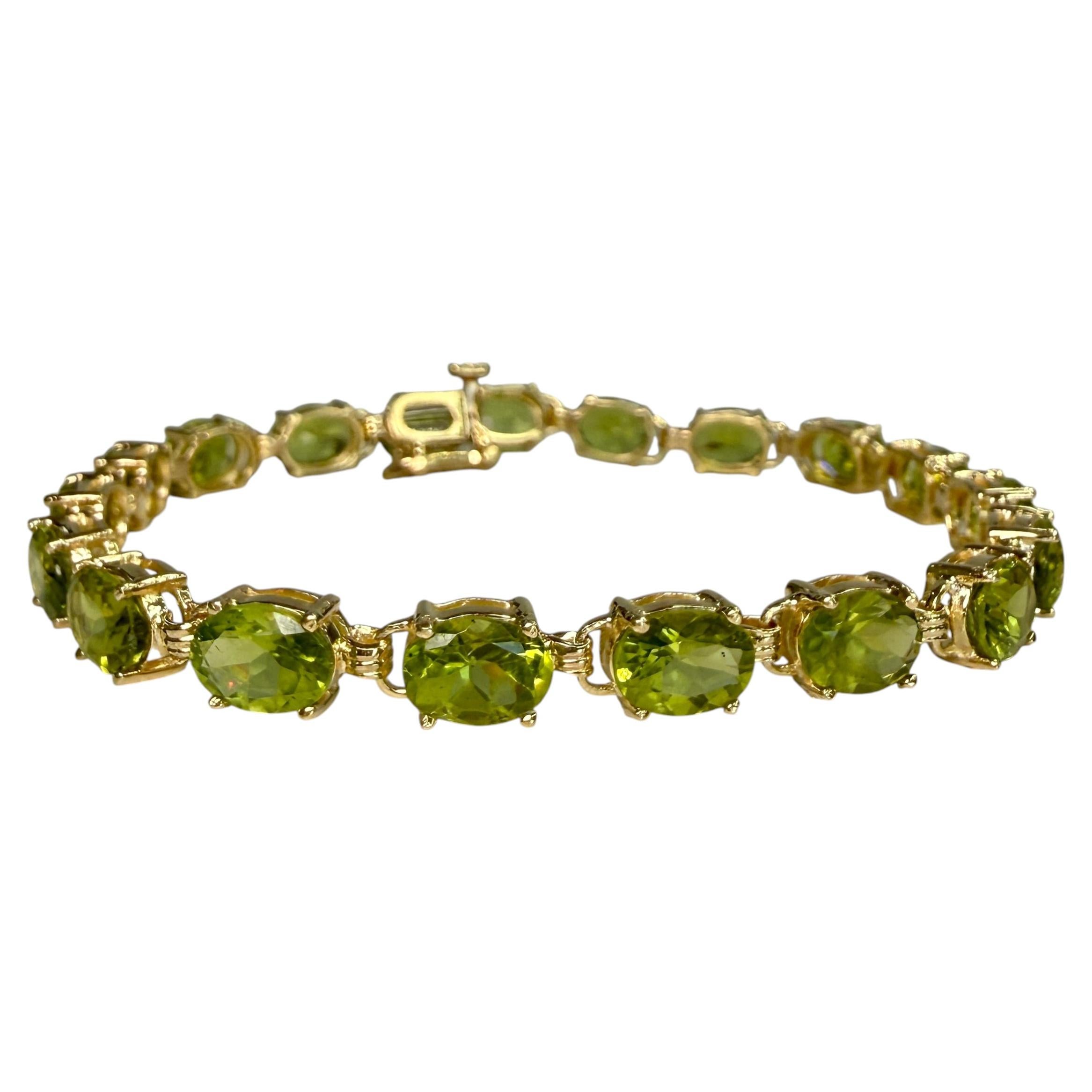 Oval Peridot Tennis Bracelet 14k Yellow Gold