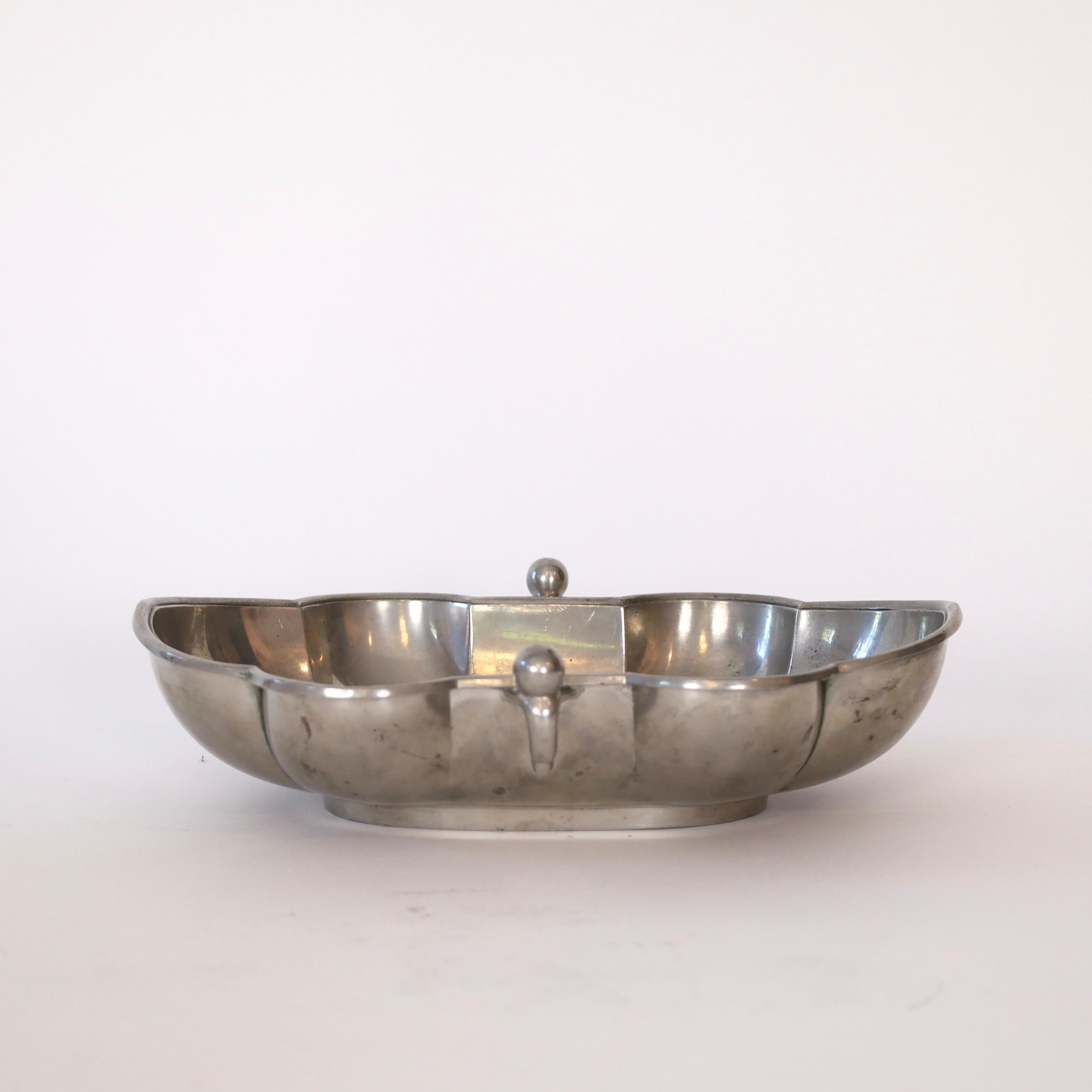 Mid-20th Century Oval Pewter Bowl made by Just Andersen, 1930s, Denmark For Sale