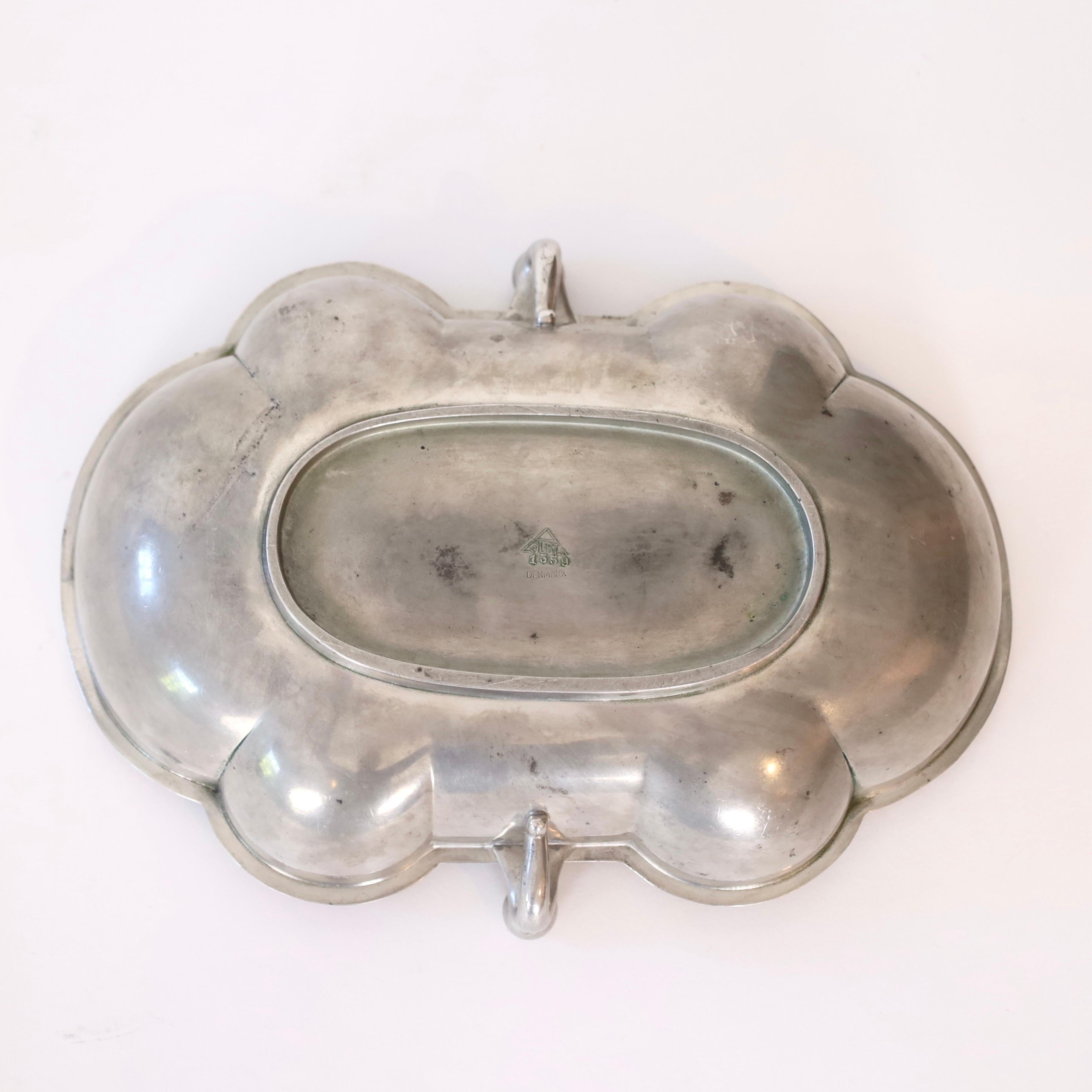Oval Pewter Bowl made by Just Andersen, 1930s, Denmark For Sale 3