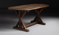 Oval Pine X-Frame Table, England circa 1870