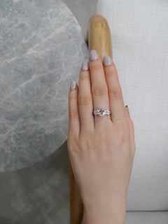 Oval Pink Morganite with Marquise Diamonds and Round Diamonds Engagement Ring