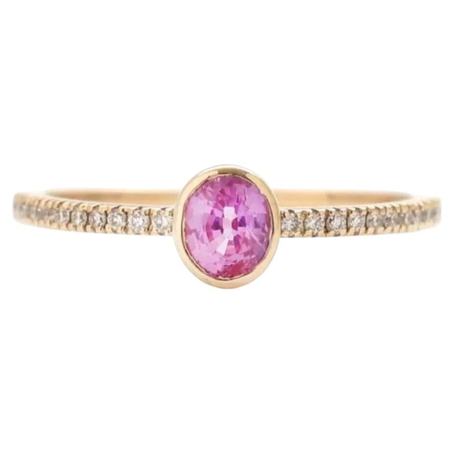 Ovaler Pink Sapphire 14K (18K Custom) Diamantbandring