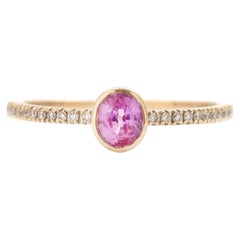 Oval Pink Sapphire 14K (18K Custom) Diamond Band Ring