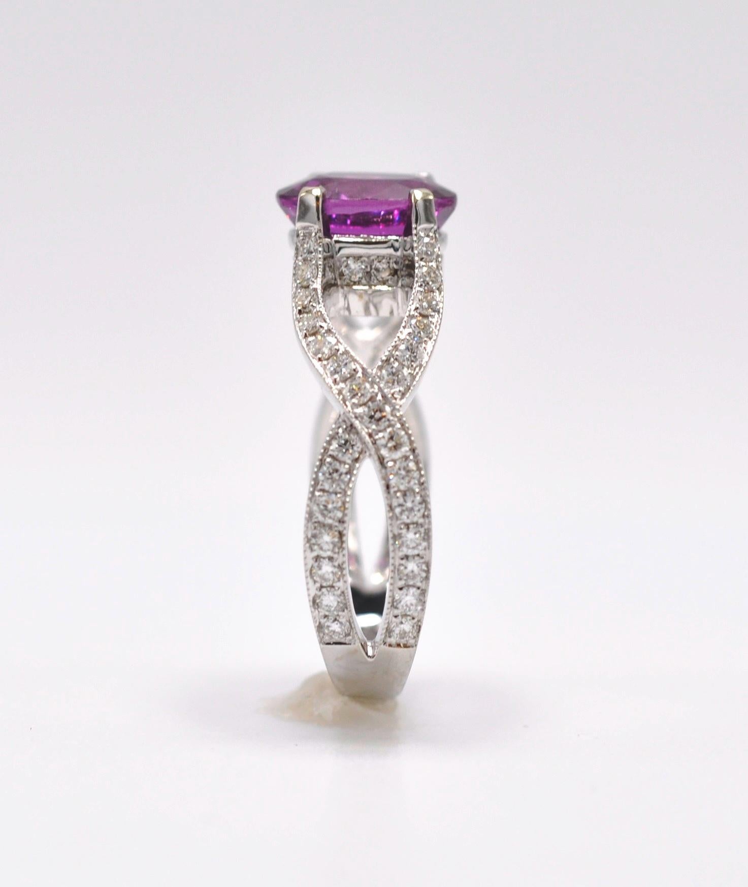 Oval Cut Oval Pink Sapphire and Diamond Ring