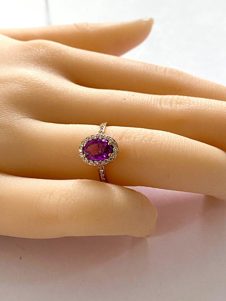Oval Cut Oval Pink Sapphire and Diamond Rose Gold Cocktail Ring Weighing 1.75 Carat For Sale
