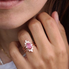 Oval Pink Sapphire and Diamonds Engagement Ring and Ring Guard Isabella Danielle