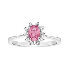 Oval Pink Sapphire Diamond Halo Engagement Ring Oval Pink Sapphire Diamond Halo Engagement Ring